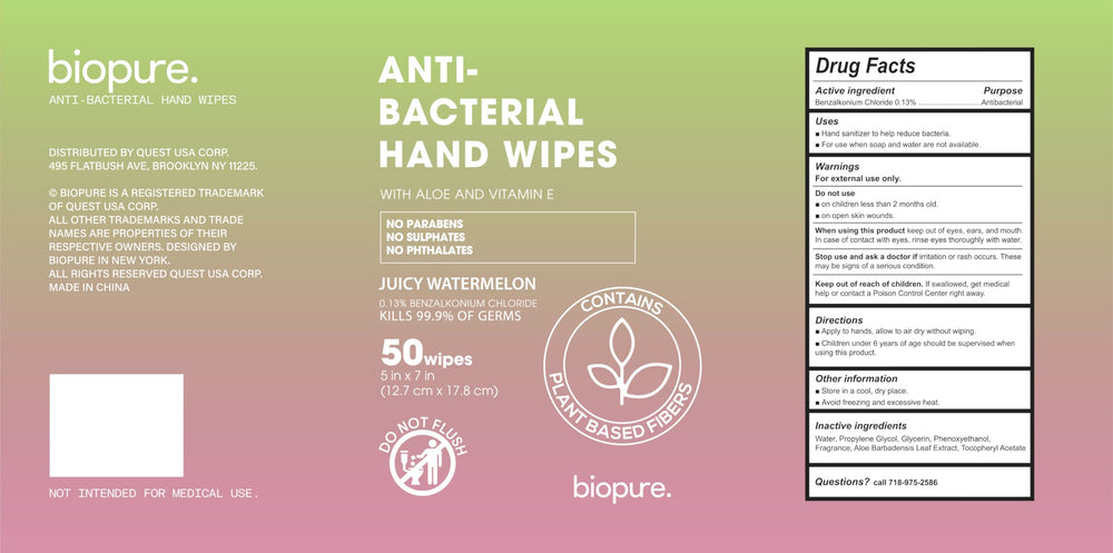 BIOPURE watermelon scent wipes offer refreshing aroma during use.