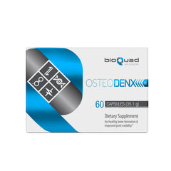 bioQuad Osteodenx bottle label highlighting bone and joint support benefits.