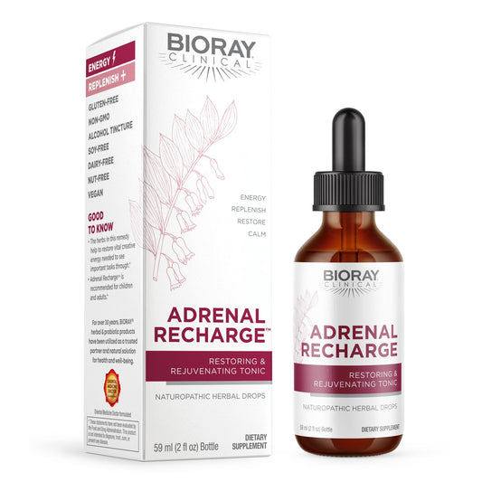 BIORAY Adrenal Recharge bottle front for easy energy support