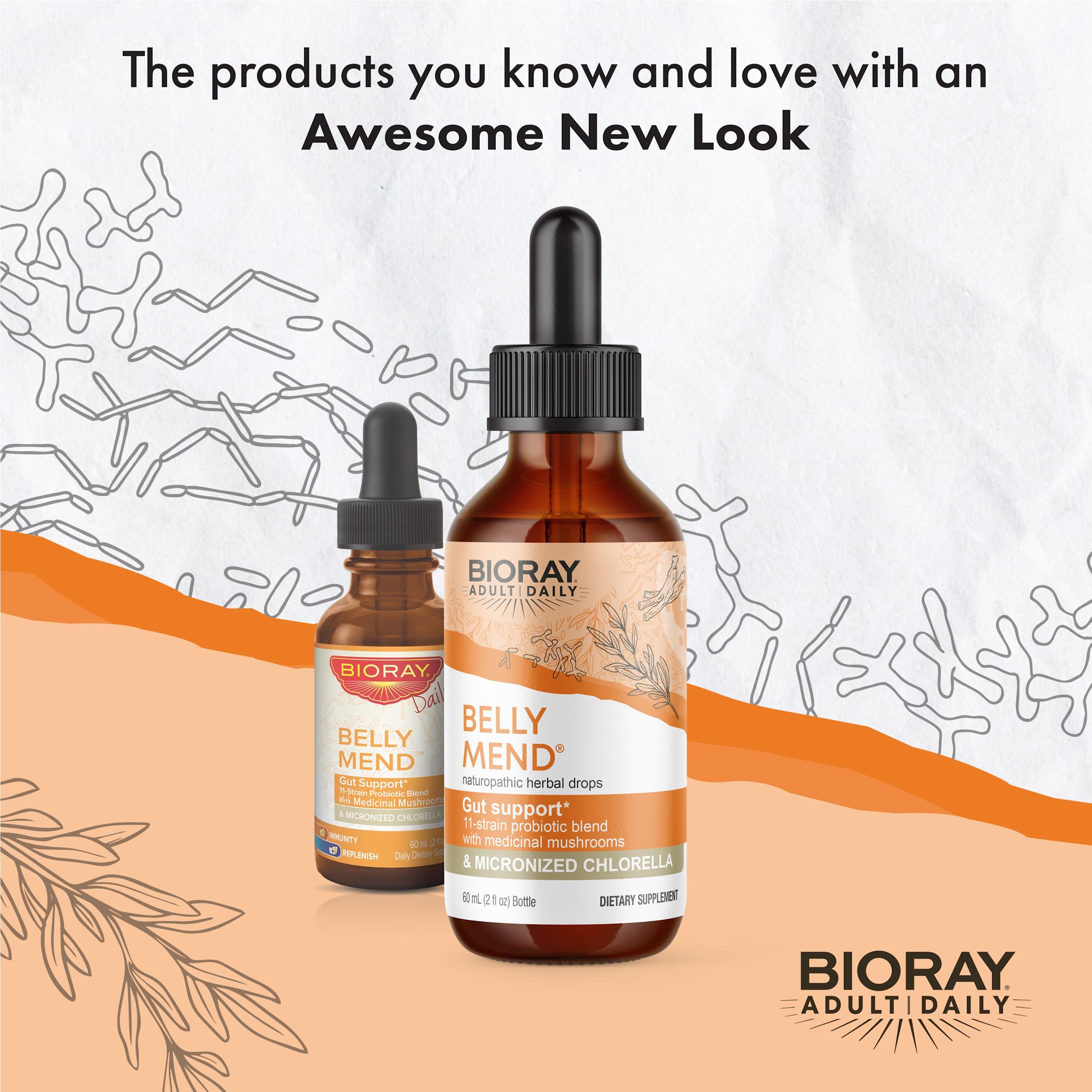 BIORAY Daily Belly Mend pour enables easy daily dosing with a dropper
