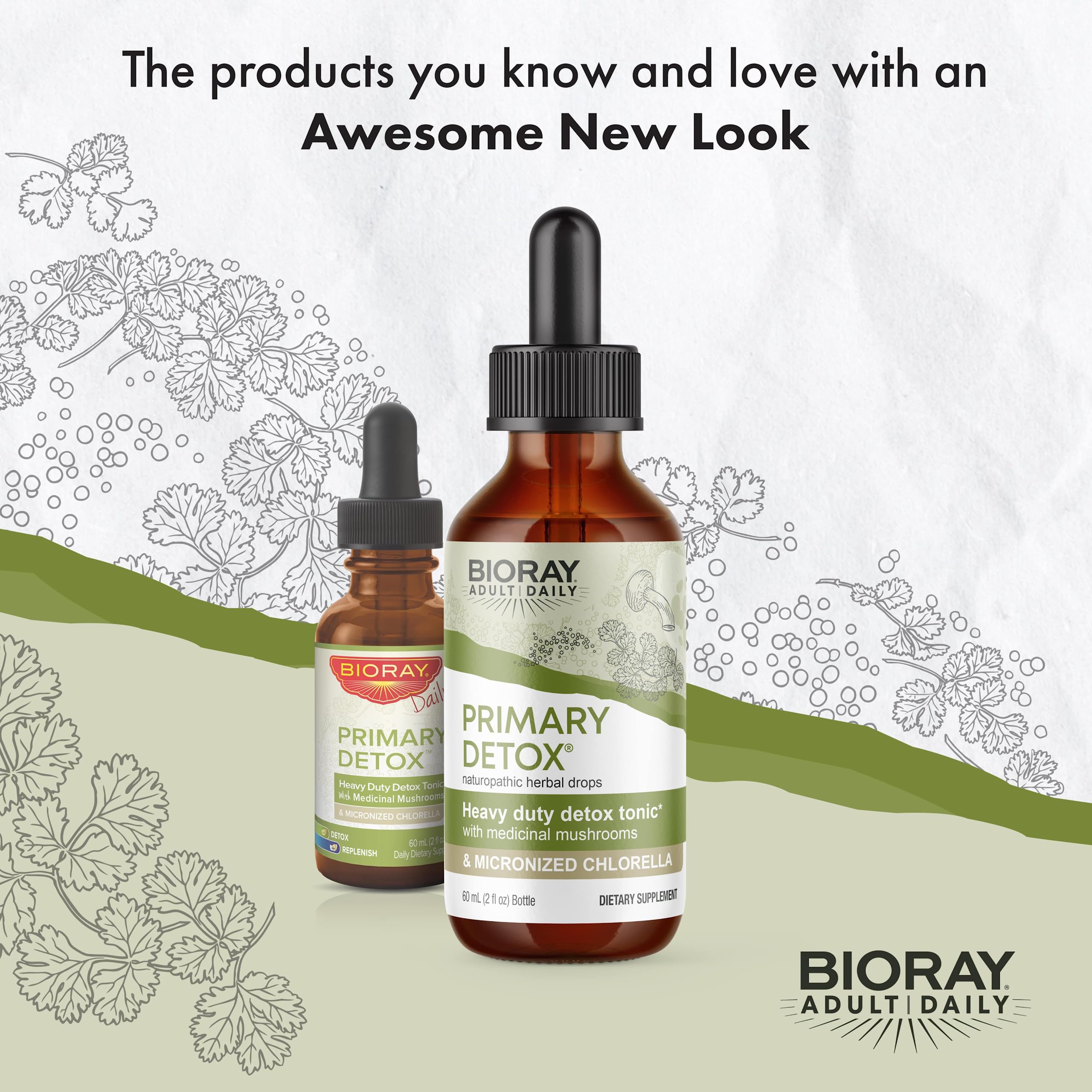 BIORAY Daily Primary Detox liquid amber glow captures its ready-to-use form for daily cleansing rituals.