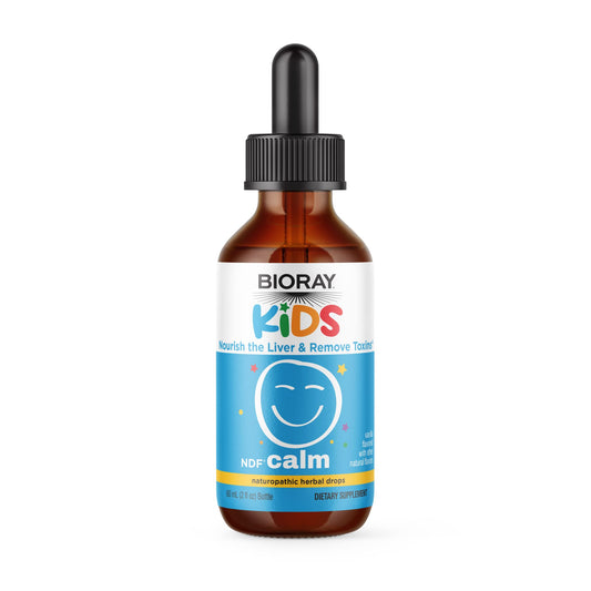 BIORAY Kids NDF Calm bottle front view showing label and vanilla formula