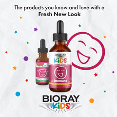 BIORAY Kids NDF Immune Blueberry dosing spoon ready for daily use and toxin binding.