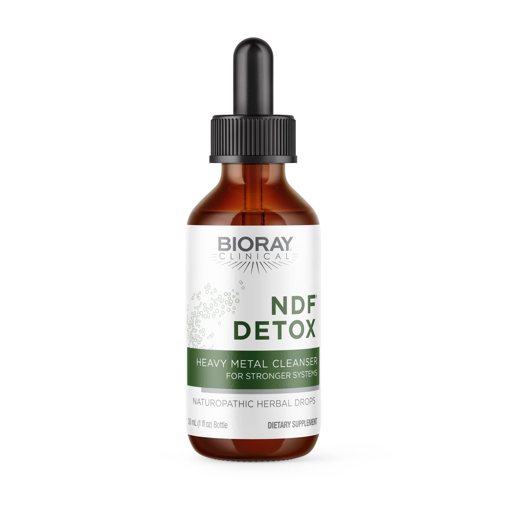 BIORAY NDF bottle front with a clean label, supports daily wellness.