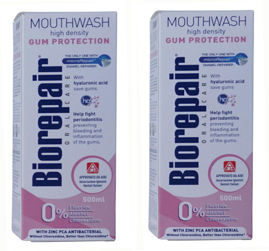 Biorepair Gum Protection Mouthwash 500ml – front view highlights gum protection and refreshing feel