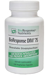 BioResponse DIM 75-75mg capsules, front view, supports hormonal balance.