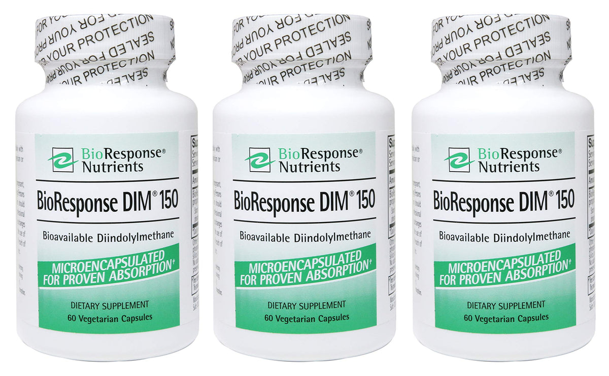 Bioresponse DIM 150 3-pack bottle front view for daily wellness support.
