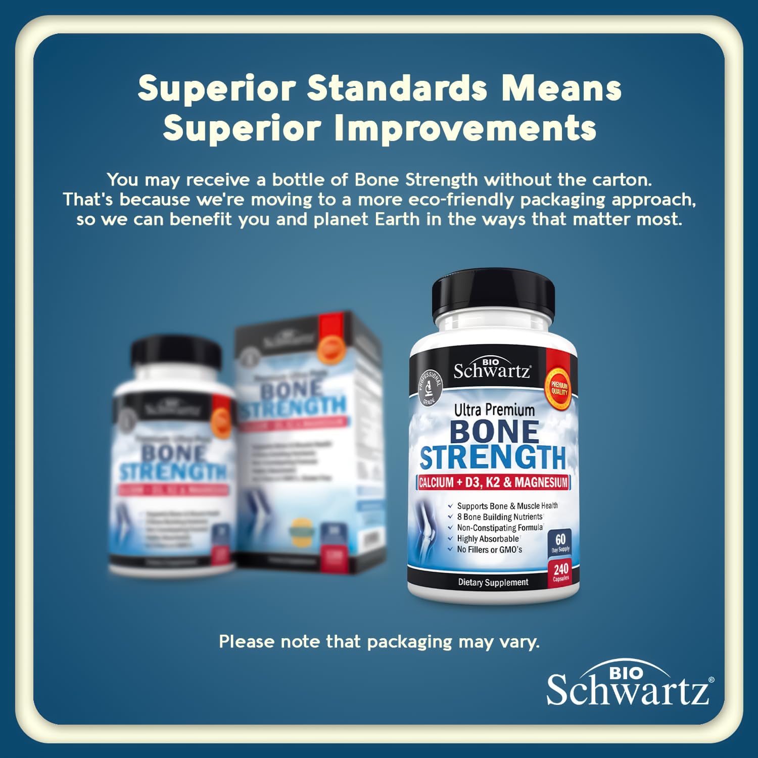 Close-up of BioSchwartz Bone Strength capsules for easy swallowing