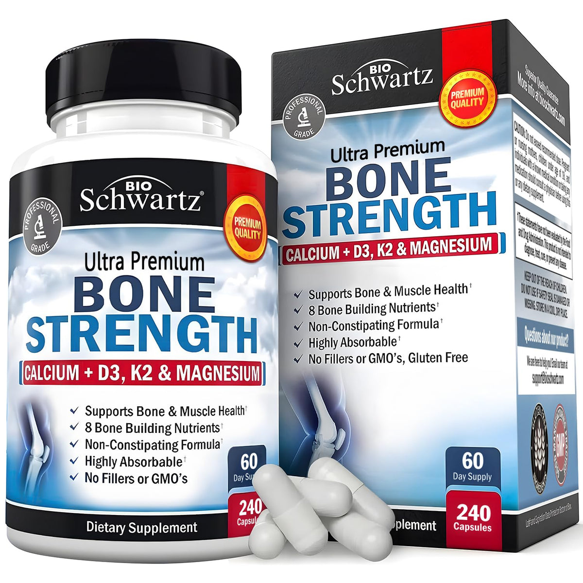 BioSchwartz Bone Strength bottle showing the 9-in-1 formula