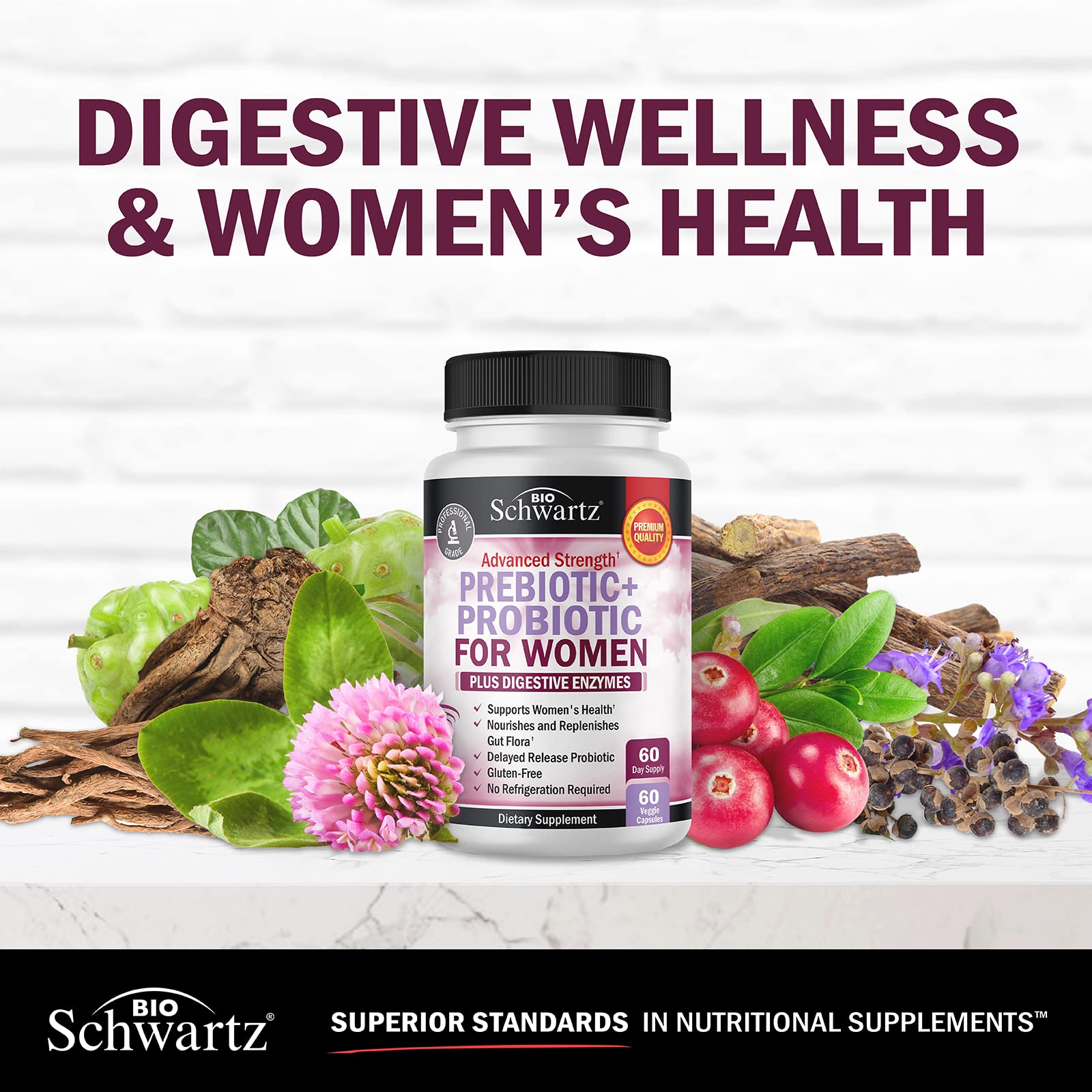BioSchwartz digestive enzymes tablet image emphasizing daily digestive support