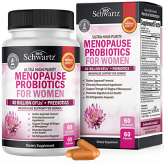 BioSchwartz menopause probiotics bottle-front for convenient daily use