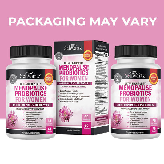 BioSchwartz menopause probiotics capsule-closeup shows 40B CFU potency