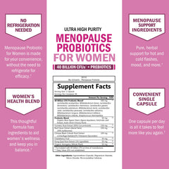 BioSchwartz menopause probiotics organic-prebiotic-fiber graphic emphasizes gut health