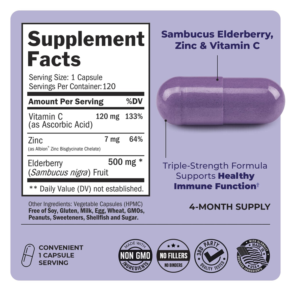 BioSchwartz triple-action immune blend label highlights key ingredients.