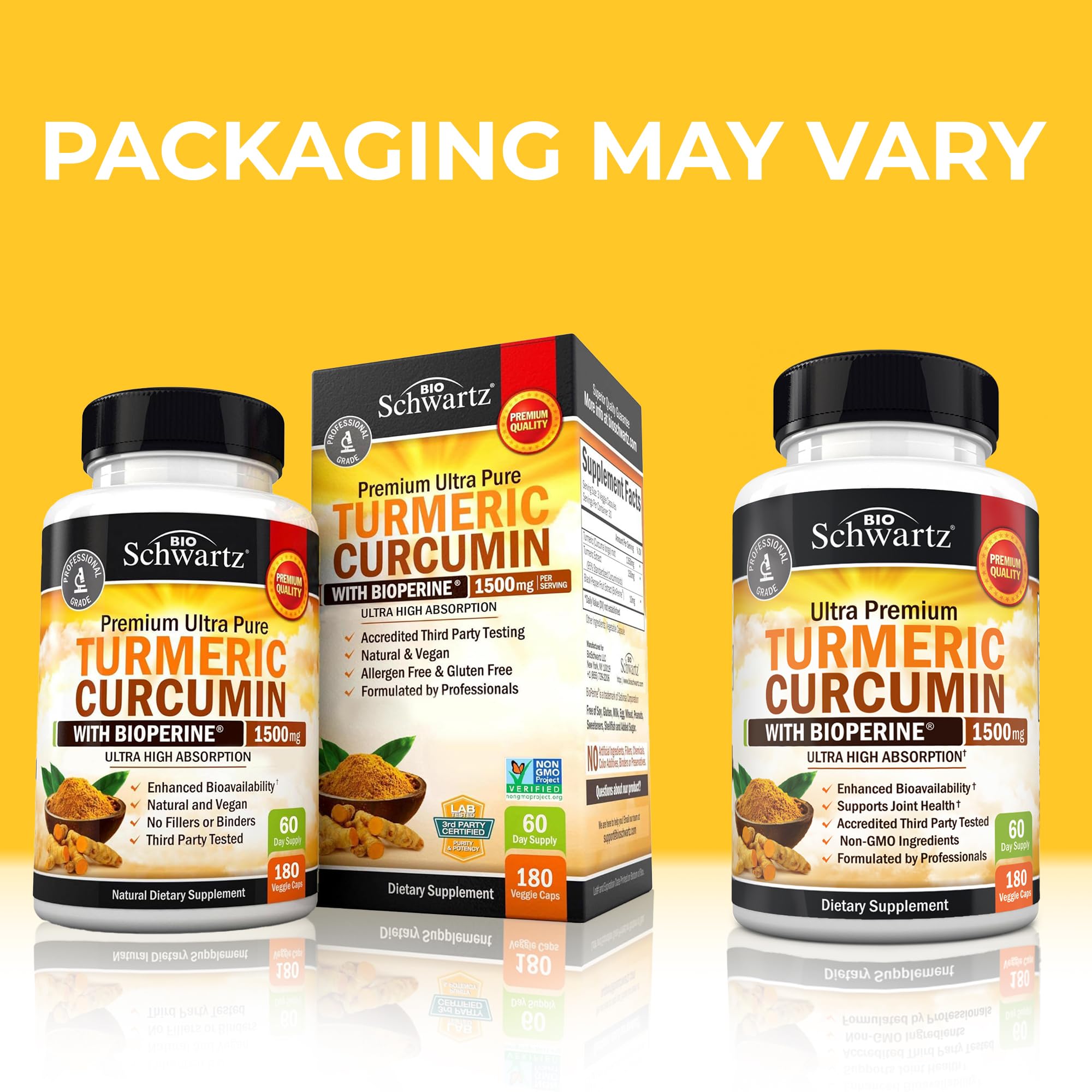 BioSchwartz Turmeric Curcumin label showing 95% curcuminoids potency