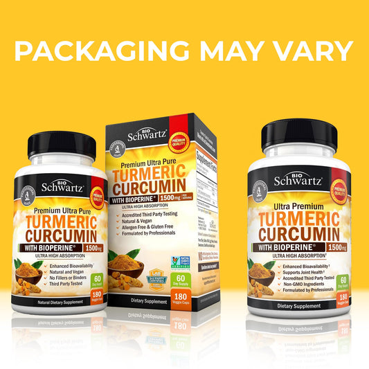BioSchwartz Turmeric Curcumin label showing 95% curcuminoids potency