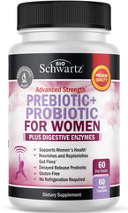 BioSchwartz women's prebiotics and probiotics bottle promoting gut balance and daily wellness