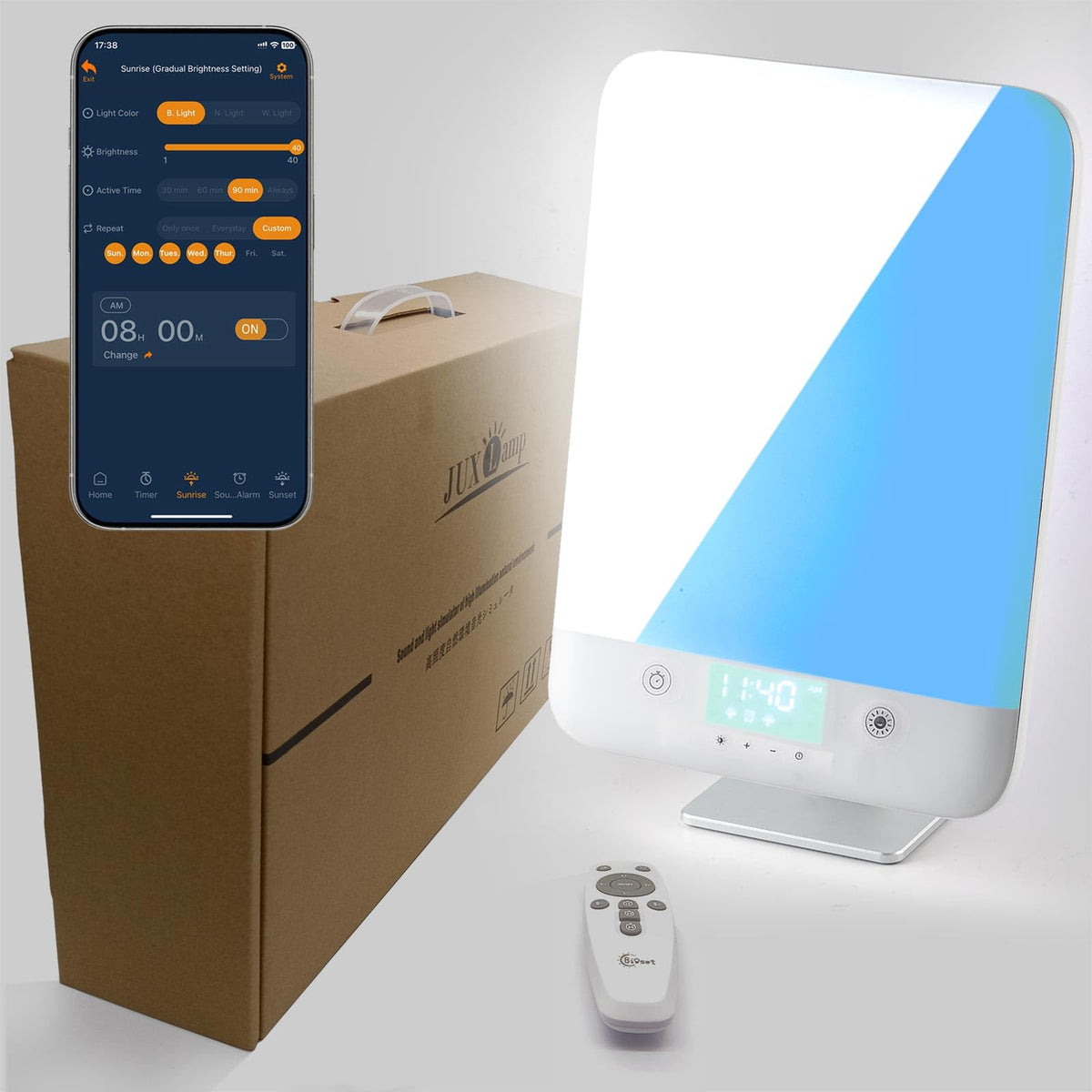 The Bioset sunrise-simulation lamp gently wakes you with gradual light.