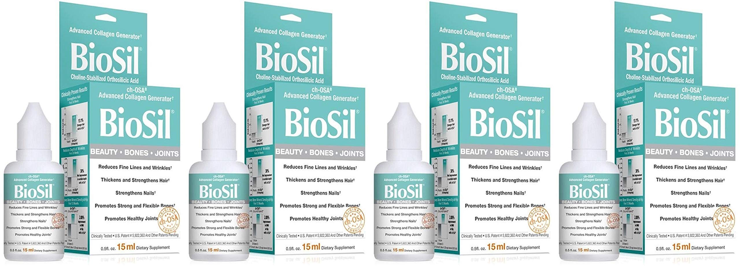 BioSil Beauty Bones & Joints Liquid bottle pour for easy daily supplementation.