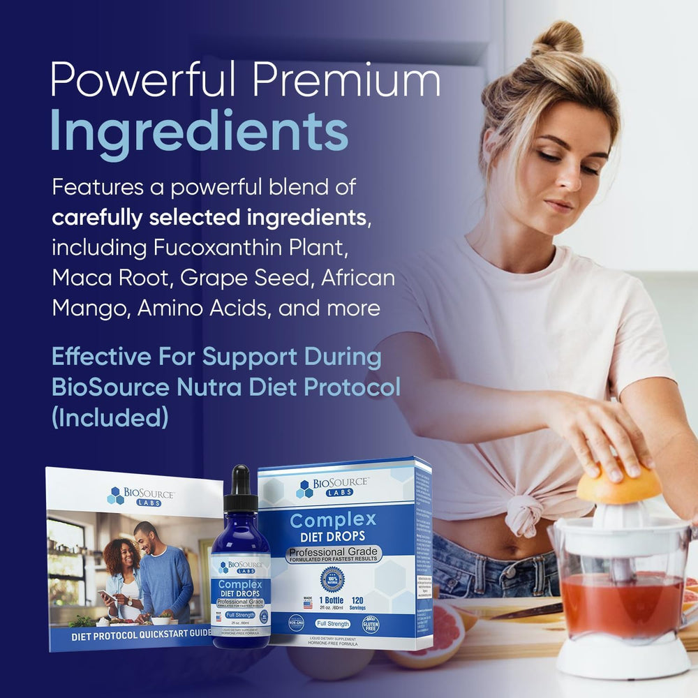 BioSource Labs Complex Diet Drops printed diet guide supports phases 1 to 4