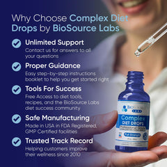Healthy recipes beside BioSource Labs Complex Diet Drops for meal ideas