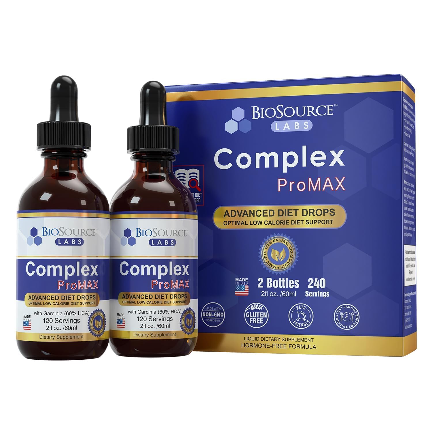 BioSource Labs Complex ProMAX bottle close-up showing energy-supporting, sugar-free drops.
