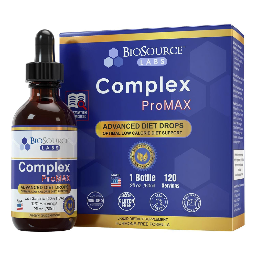 BioSource Labs Complex ProMAX Drops bottle on a clean surface for diet support.