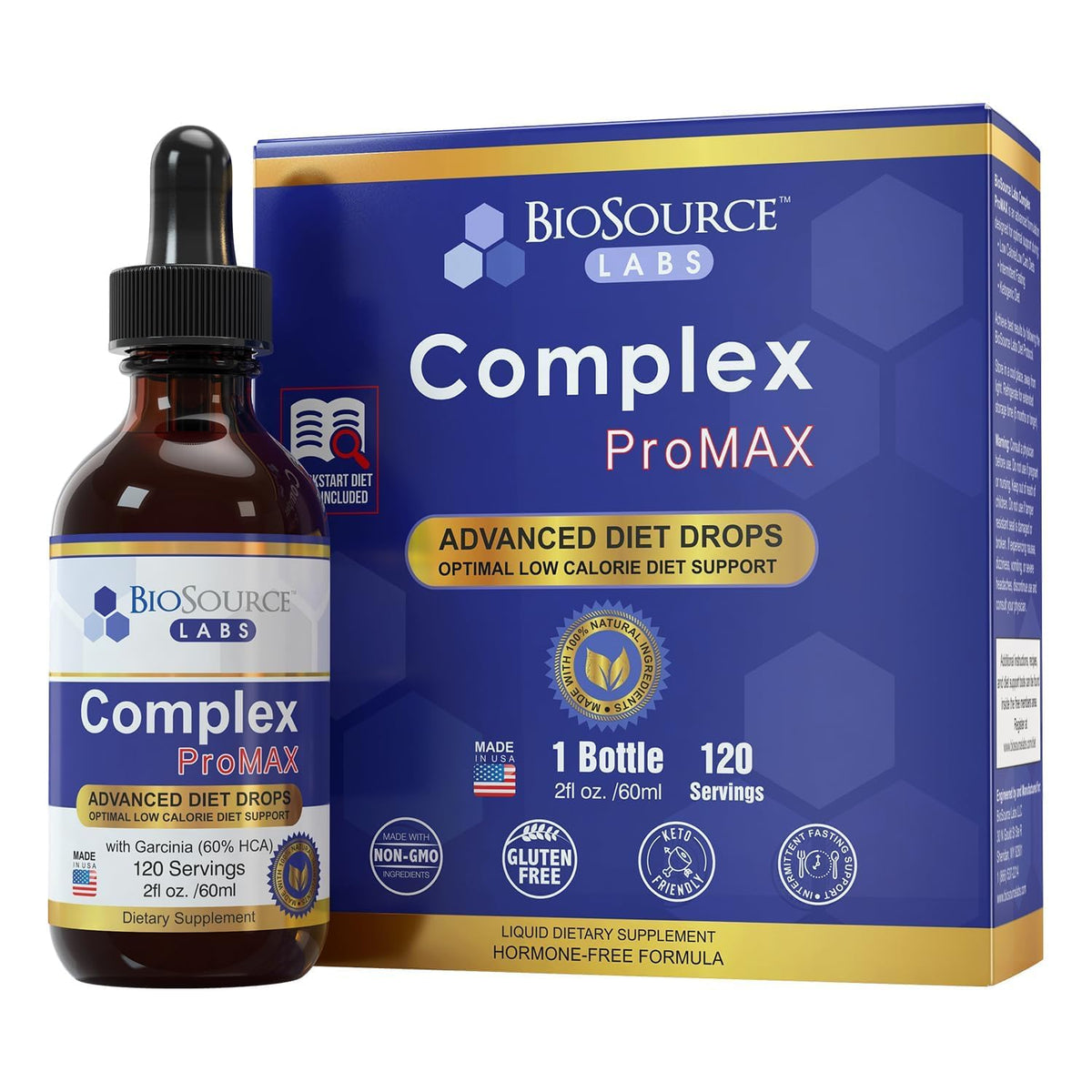 BioSource Labs Complex ProMAX Drops bottle on a clean surface for diet support.