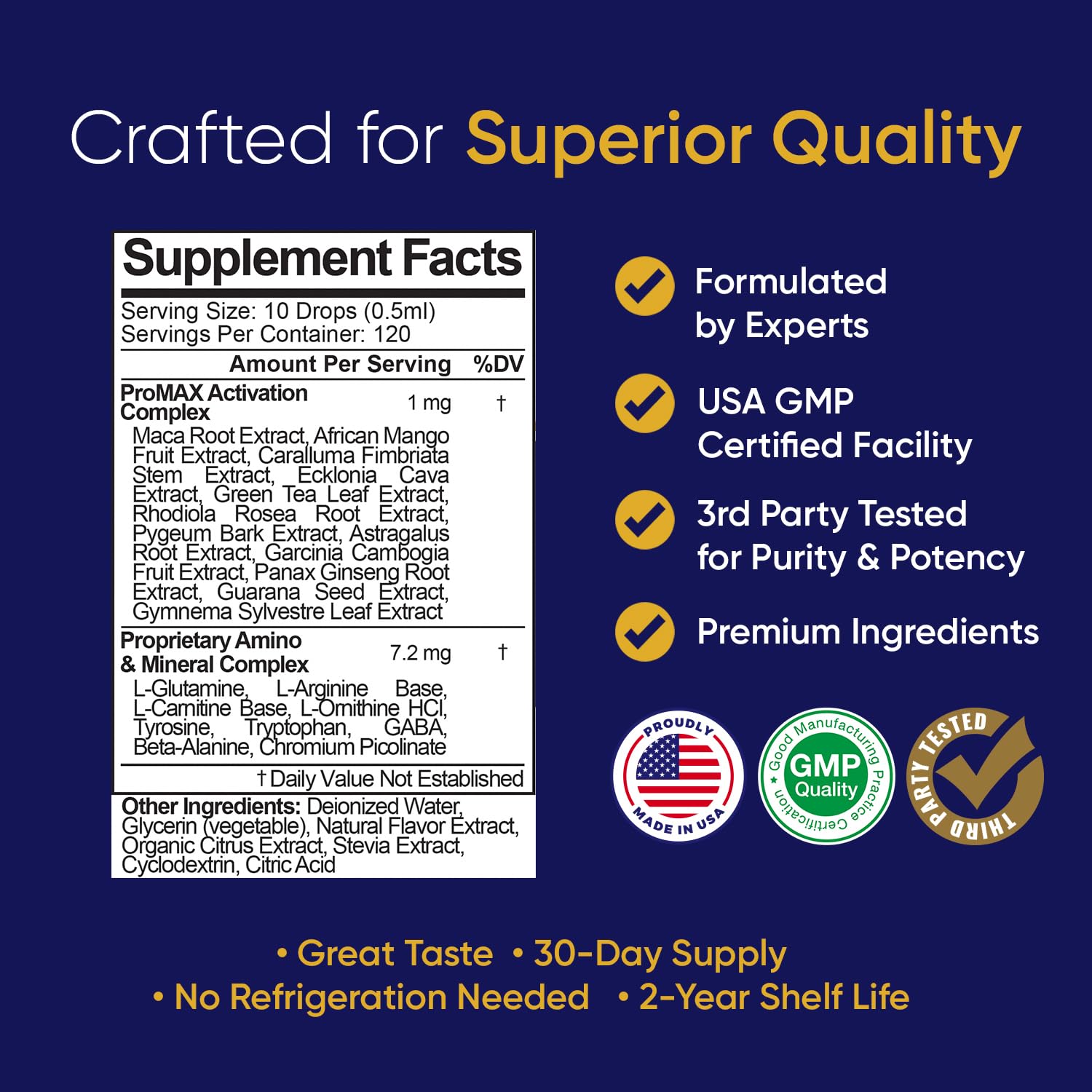 Ingredients list view of BioSource Labs Complex ProMAX Drops.
