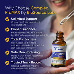 USA-made production facility badge beside BioSource Labs packaging.