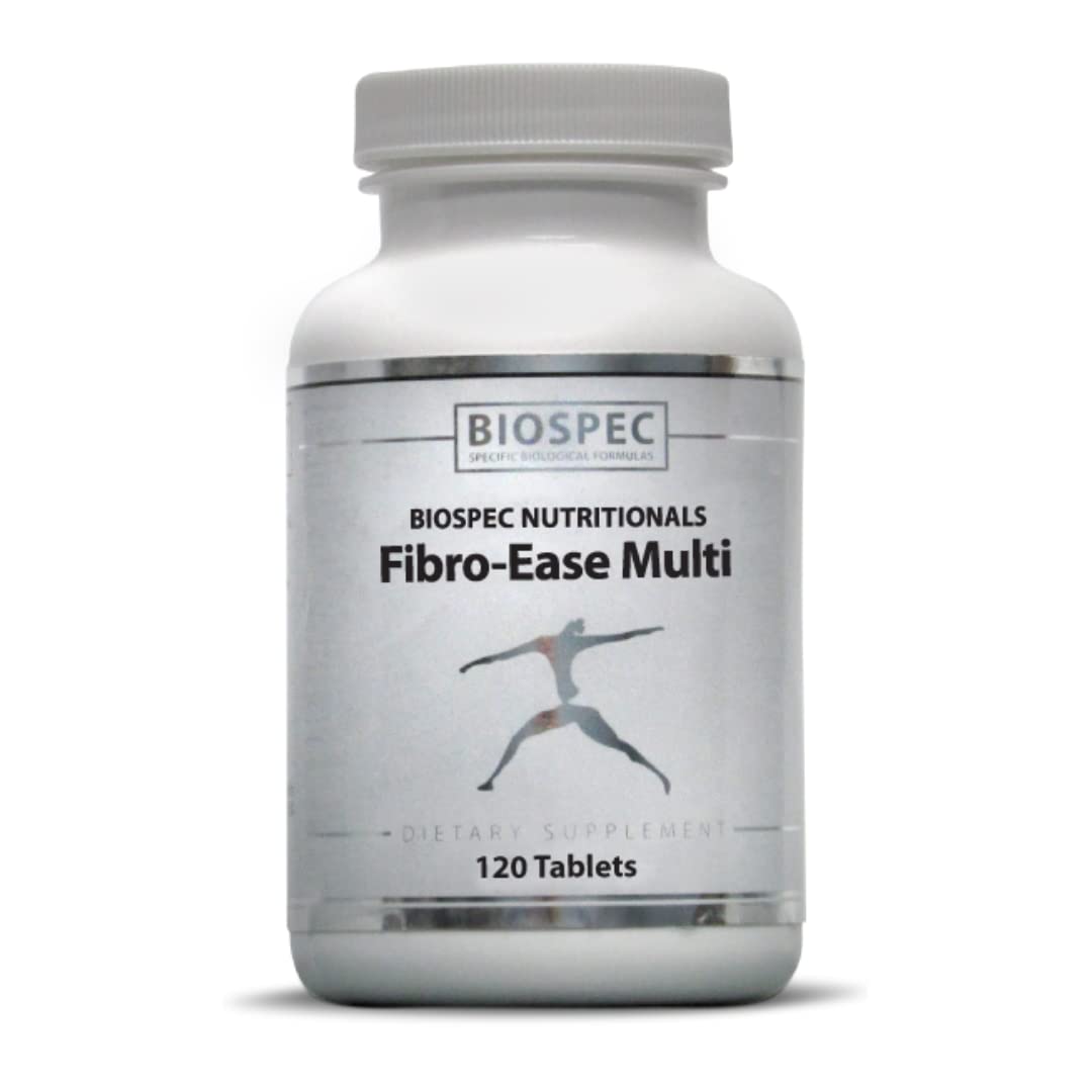 BIOSPEC Nutritionals Fibro-Ease Multi bottle highlights energy-supporting vitamins.