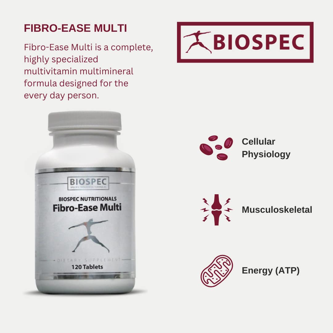 Fibro-Ease Multi label shows essential vitamins for daily health and resilience.