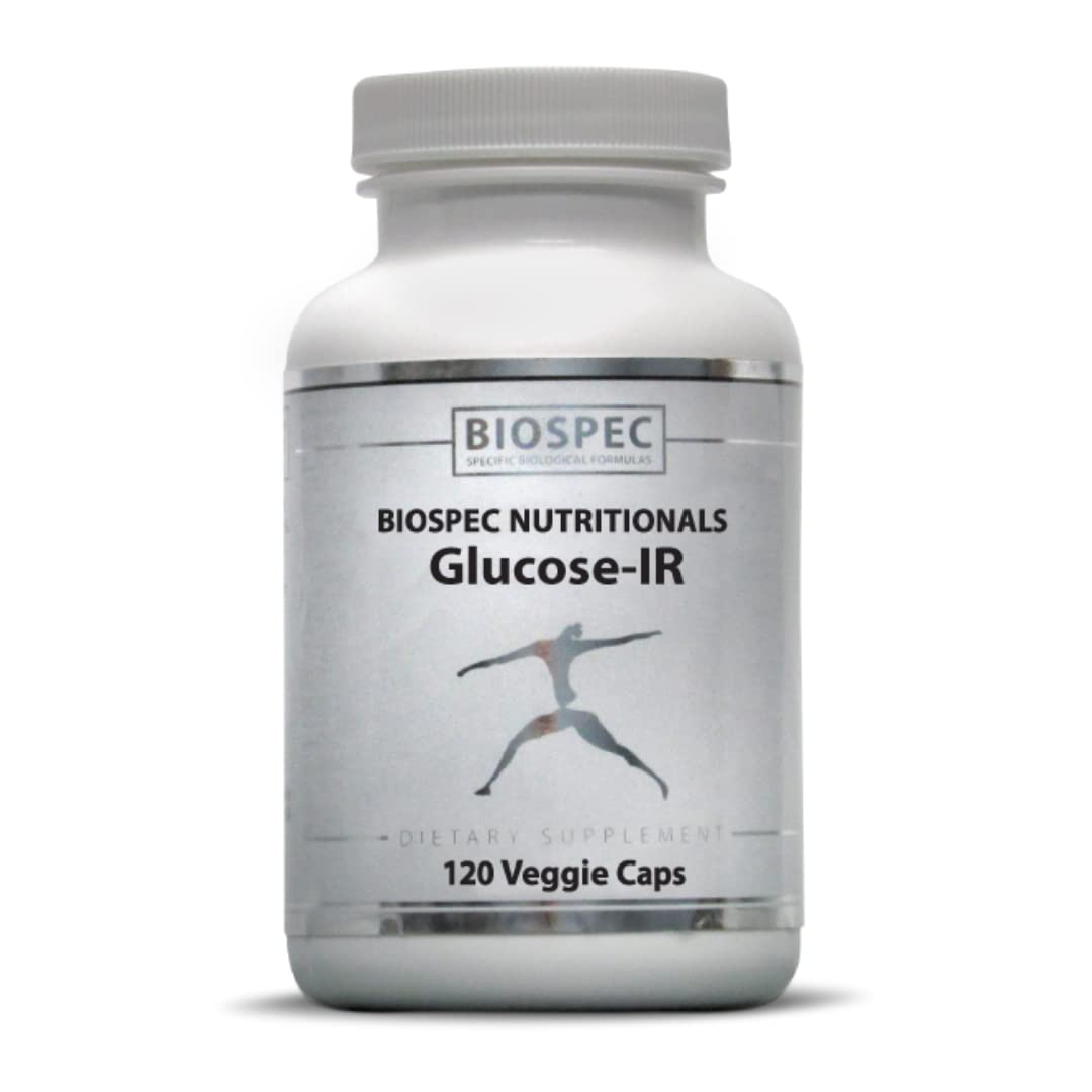 BIOSPEC NUTRITIONALS Glucose-IR bottle label with cinnamon extract for metabolic support.