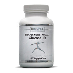 BIOSPEC NUTRITIONALS Glucose-IR bottle label with cinnamon extract for metabolic support.