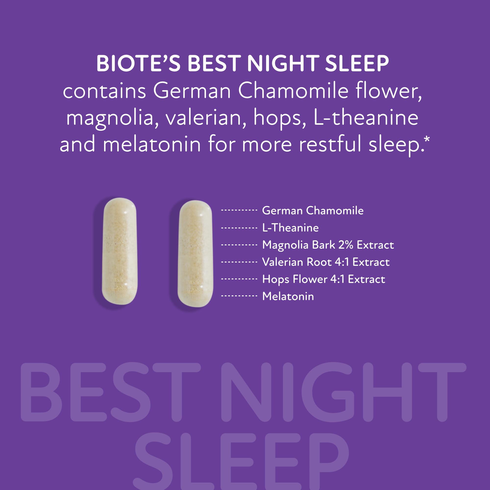 Biote Best Night's Sleep packaging box showcases a wellness-focused nightly routine option