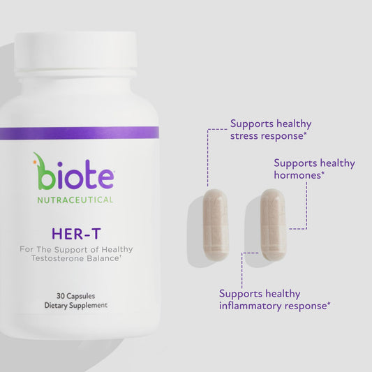 Biote HER-T capsules close-up highlighting capsule form.
