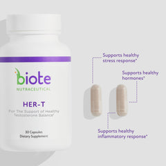 Biote HER-T capsules close-up highlighting capsule form.