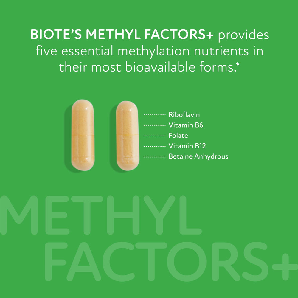 Biote Methyl Factors+ capsules close-up for easy dosing