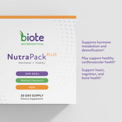Biote NutraPackPlus daily routine setup in a kitchen or desk scene