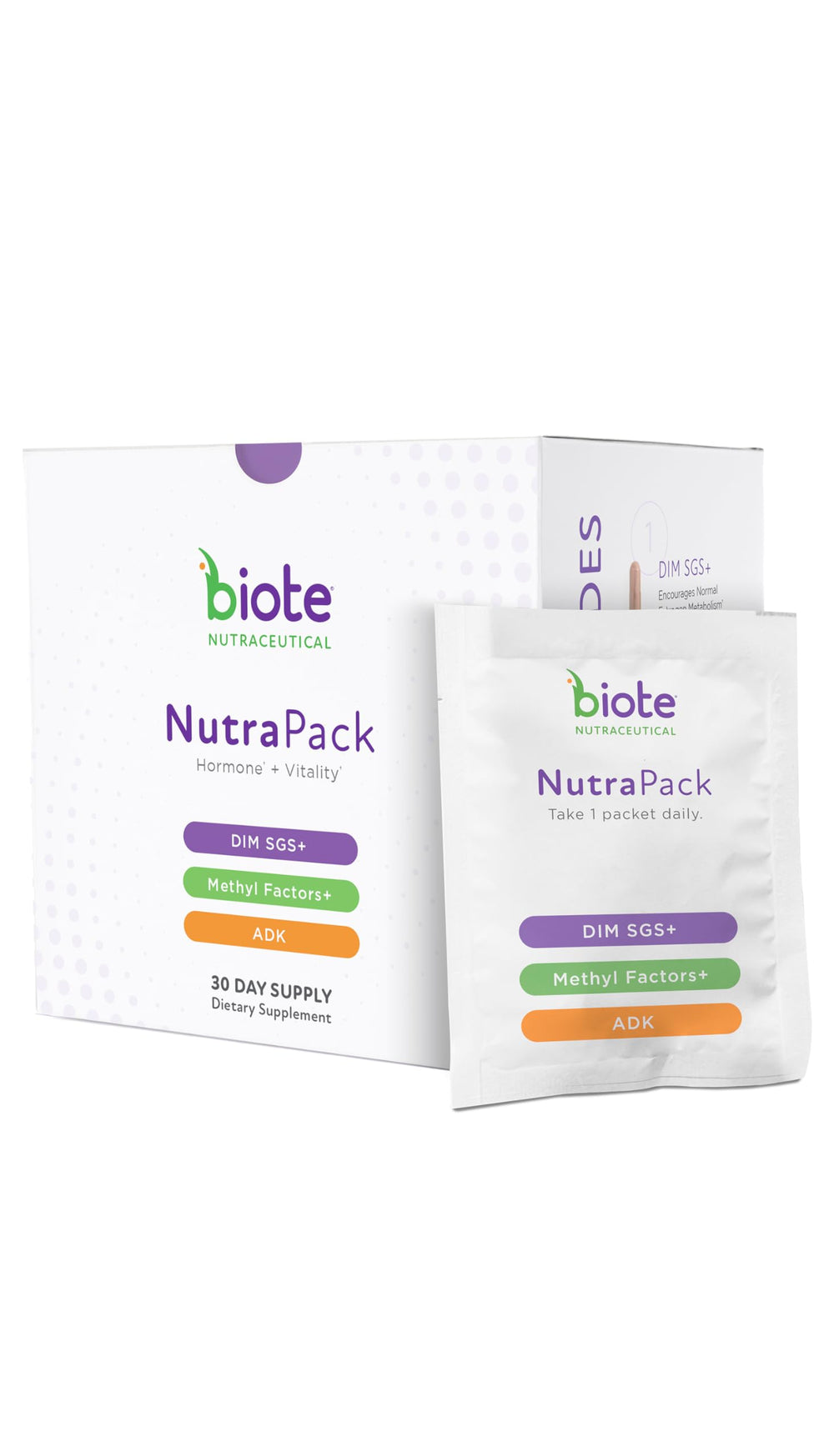Biote NutraPack daily packets packaging ready for a simple morning routine.