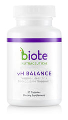 Biote vH Balance bottle with capsules supporting daily probiotic routine.