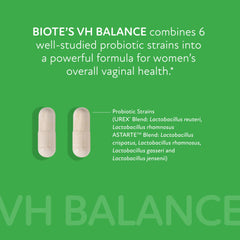 Biote vH Balance label details ingredients and microbiome support.