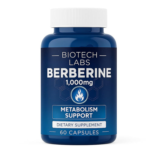 Biotech Labs Berberine 1000mg bottle shown for daily metabolic support