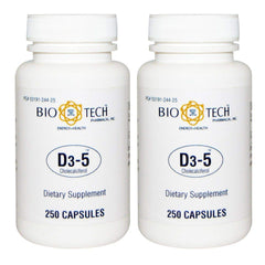 Bio-Tech Pharmacal D3-5 5000 IU tablets in bottle for daily vitamin D support.