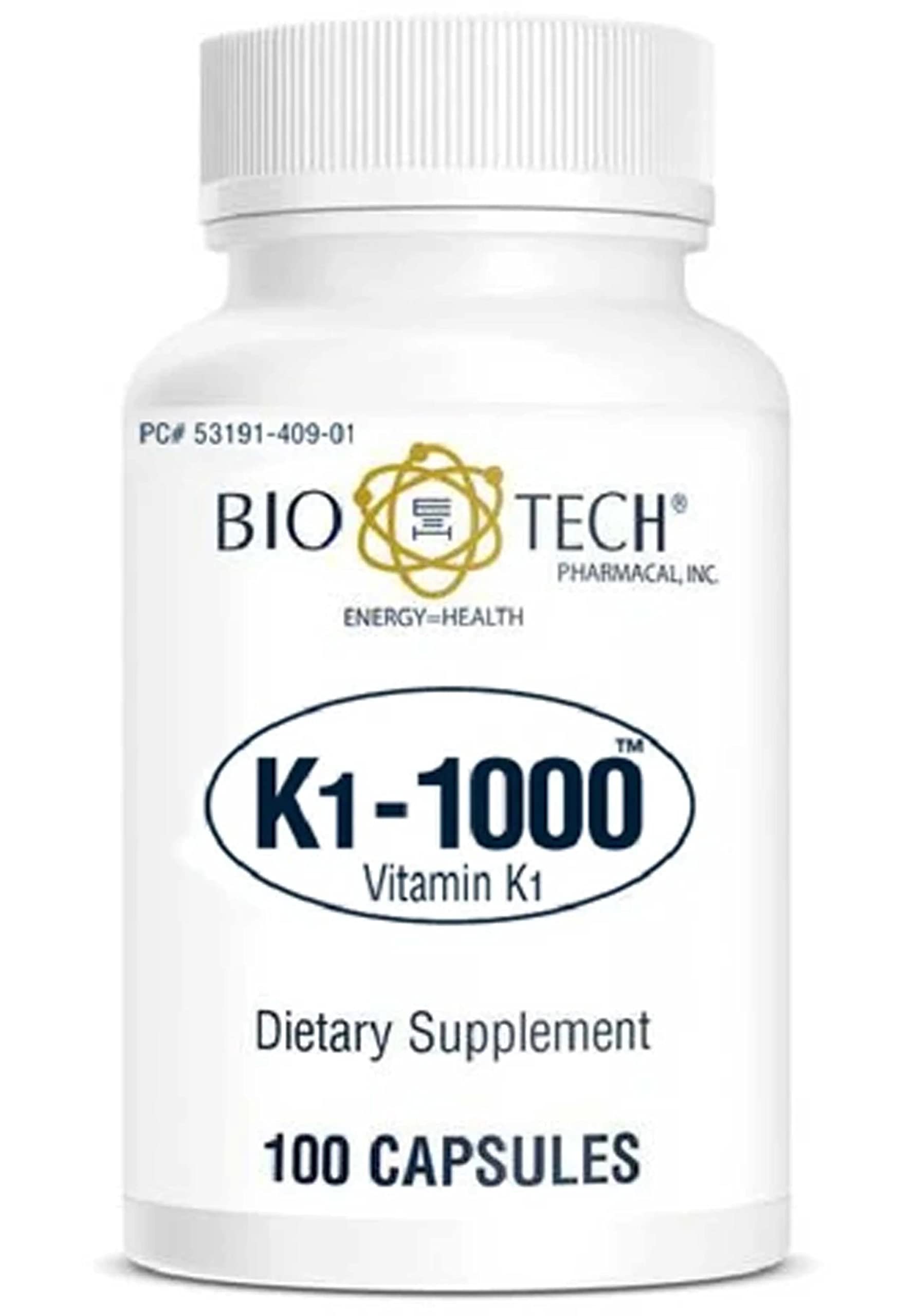 Bio-Tech Pharmacal K1-1000 bottle front for daily vitamin K1 support