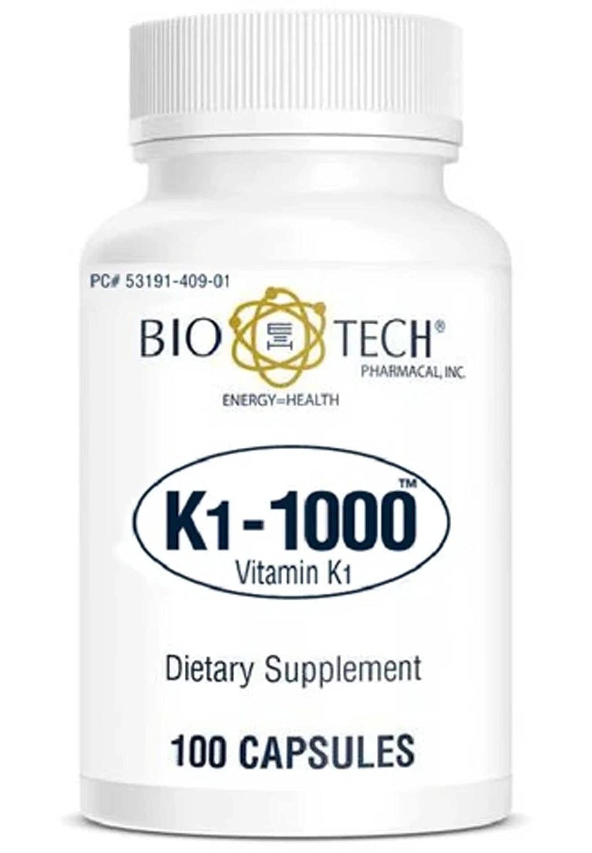 Bio-Tech Pharmacal K1-1000 bottle front for daily vitamin K1 support