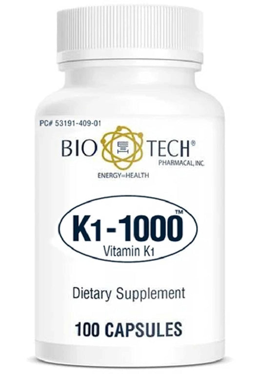 Bio-Tech Pharmacal K1-1000 bottle front for daily vitamin K1 support