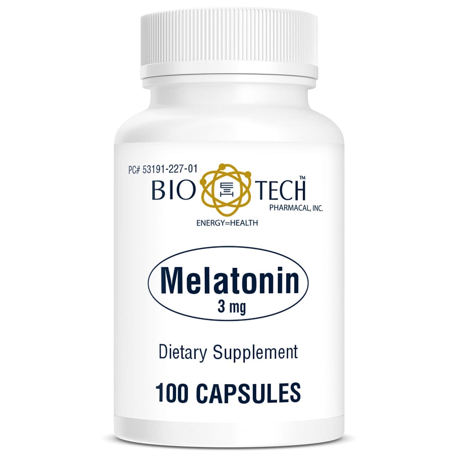 Bio-Tech Pharmacal Melatonin 3 mg bottle on nightstand supports restful sleep