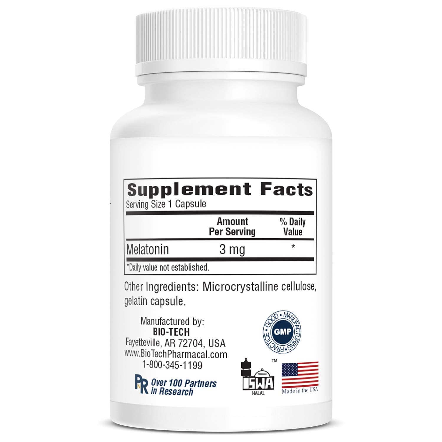 Bio-Tech Pharmacal Melatonin bottle on vanity with soft lighting for bedtime routine