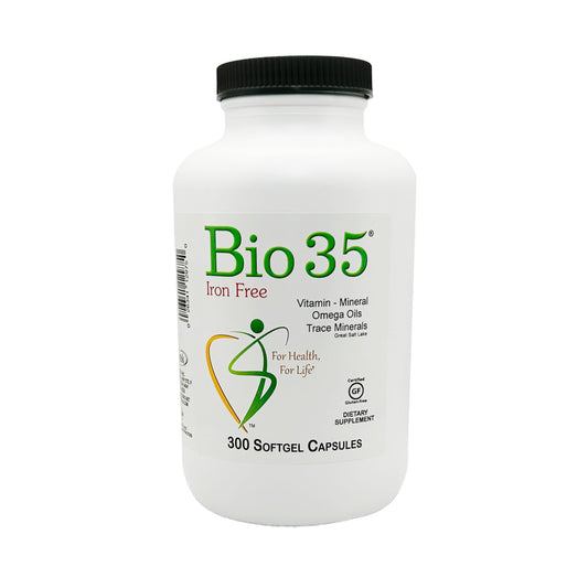 Biotek Bio-35 bottle front for daily wellness and trace minerals.